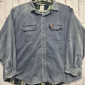 VTG Carhartt Rugged Outdoor Wear‎ Flannel Lined Distressed Shirt Jacket Men 2XL